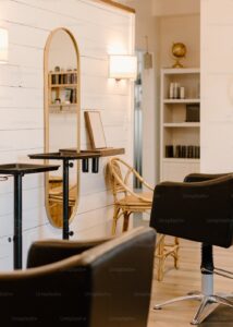 A room with chairs and tables in it