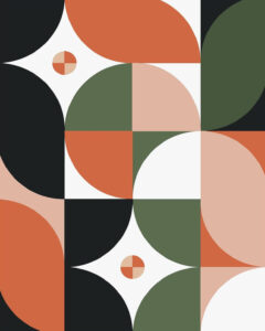 A pattern of circles and squares in different colors.